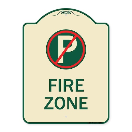 Signmission Fire Zone No Parking Symbol Heavy-Gauge Aluminum Architectural Sign, 24" x 18", TG-1824-23972 A-DES-TG-1824-23972
